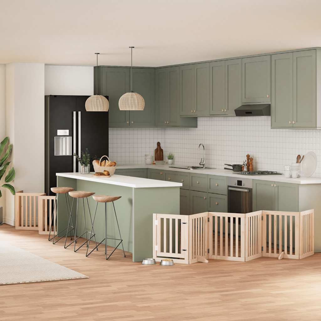 Hondenhek inklapbaar met deur 12 panelen 600 cm populierenhout