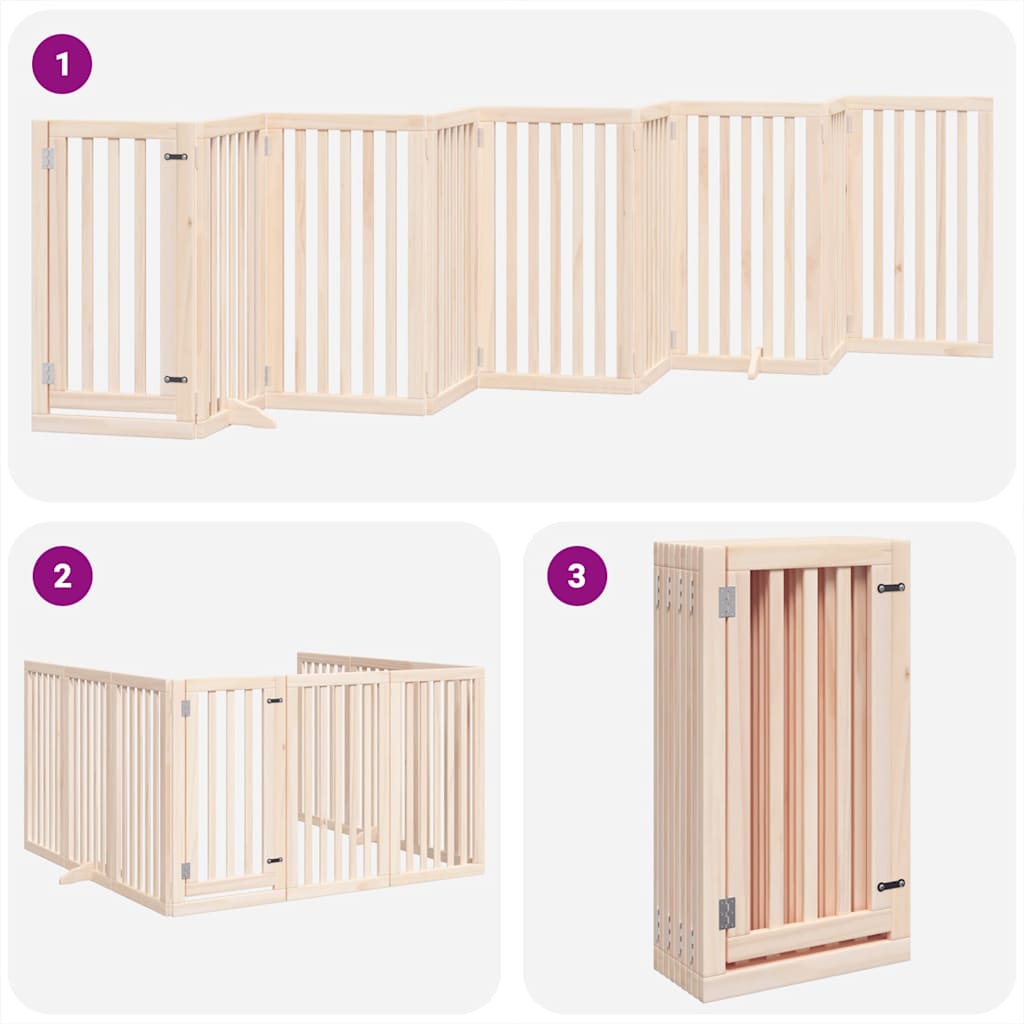 Hondenhek inklapbaar met deur 9 panelen 450 cm populierenhout