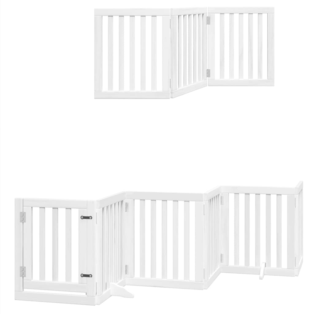 Hondenhek inklapbaar met deur 9 panelen 450 cm populierhout wit