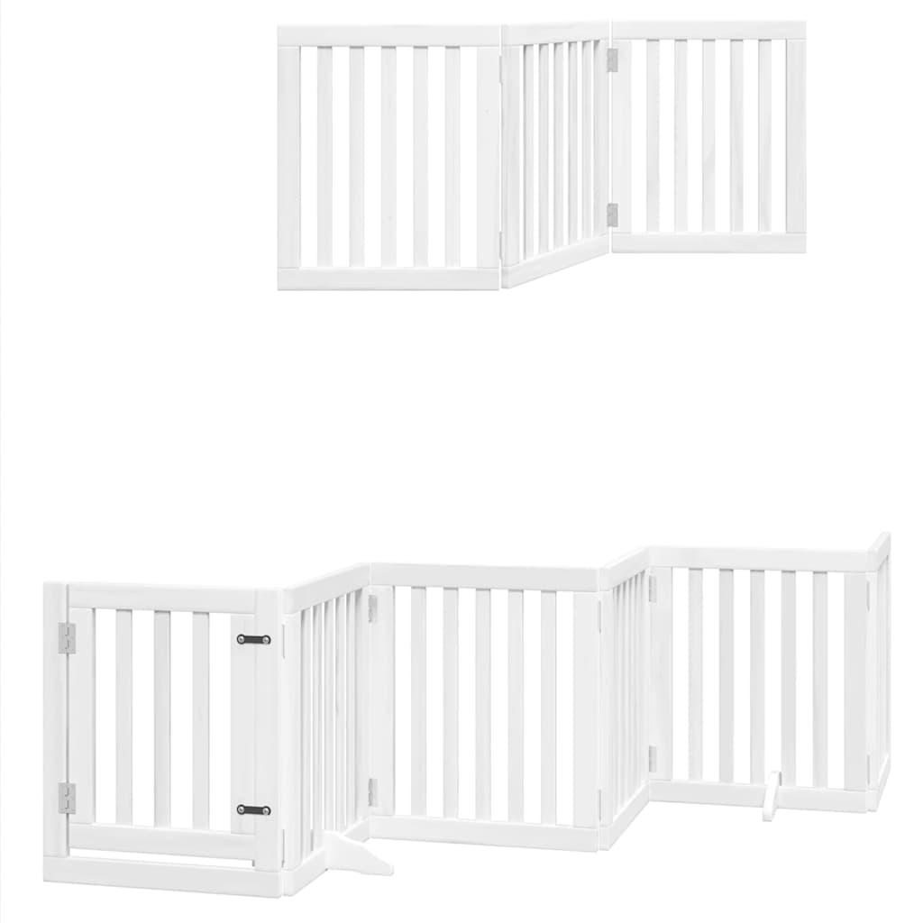 Hondenhek inklapbaar met deur 15 panelen 750cm populierhout wit