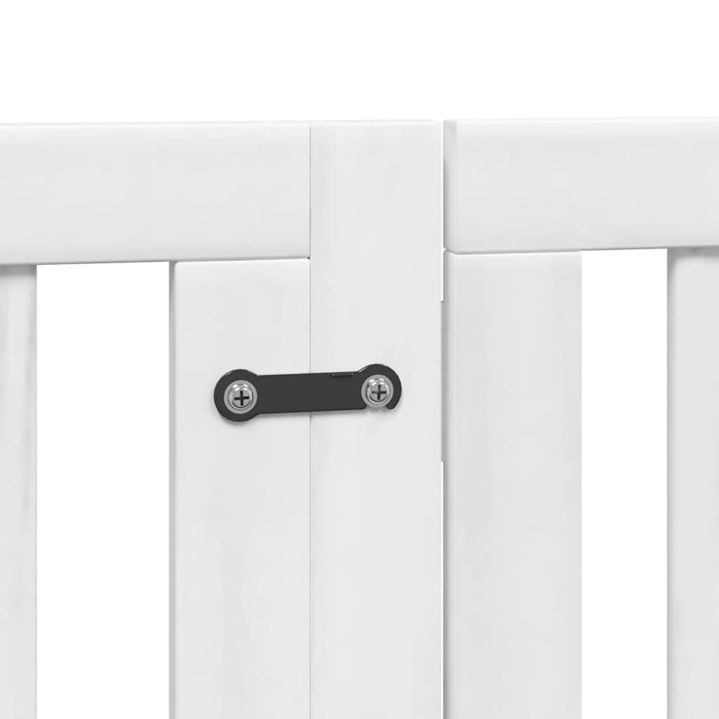 Hondenhek inklapbaar met deur 15 panelen 750cm populierhout wit