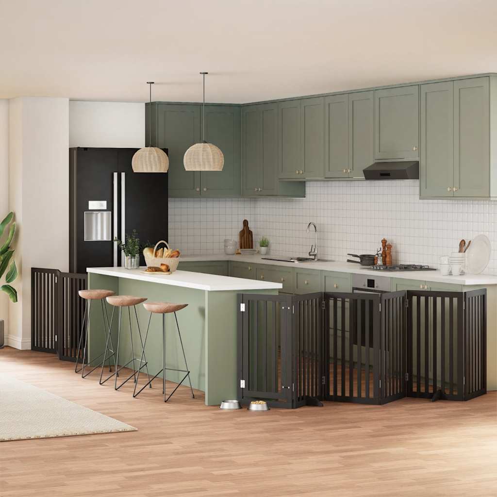 Hondenhek inklapbaar 9 panelen 450 cm populierenhout zwart