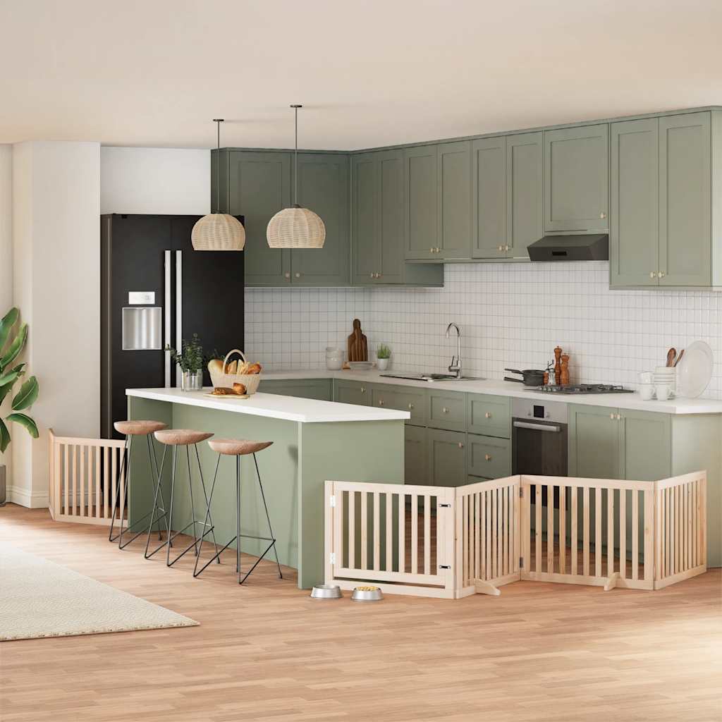 Hondenhek inklapbaar met deur 6 panelen 480 cm populierenhout