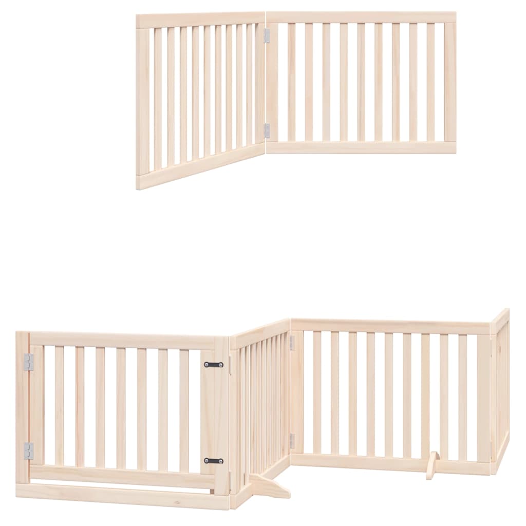 Hondenhek inklapbaar met deur 8 panelen 640 cm populierenhout