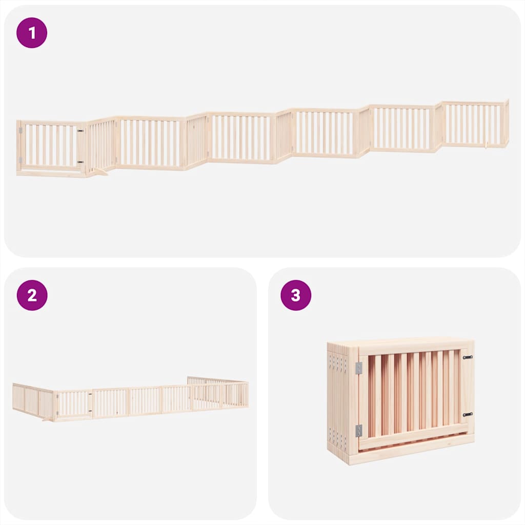 Hondenhek inklapbaar met deur 12 panelen 960 cm populierenhout