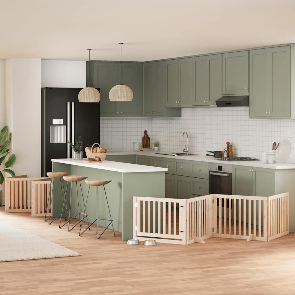 Hondenhek inklapbaar met deur 12 panelen 960 cm populierenhout