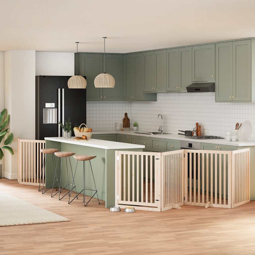 Hondenhek inklapbaar met deur 6 panelen 480 cm populierenhout