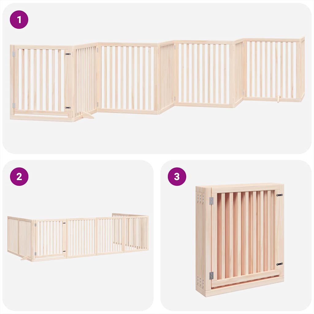 Hondenhek inklapbaar met deur 8 panelen 640 cm populierenhout
