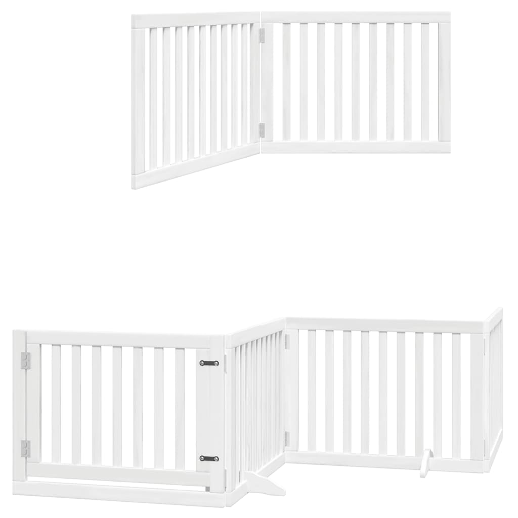 Hondenhek inklapbaar met deur 6 panelen 480 cm populierhout wit