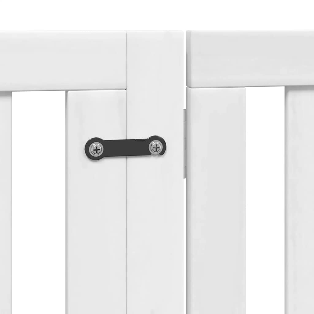 Hondenhek inklapbaar met deur 8 panelen 640 cm populierhout wit