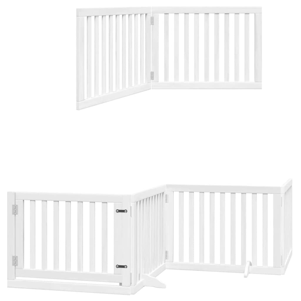 Hondenhek inklapbaar met deur 10 panelen 800cm populierhout wit