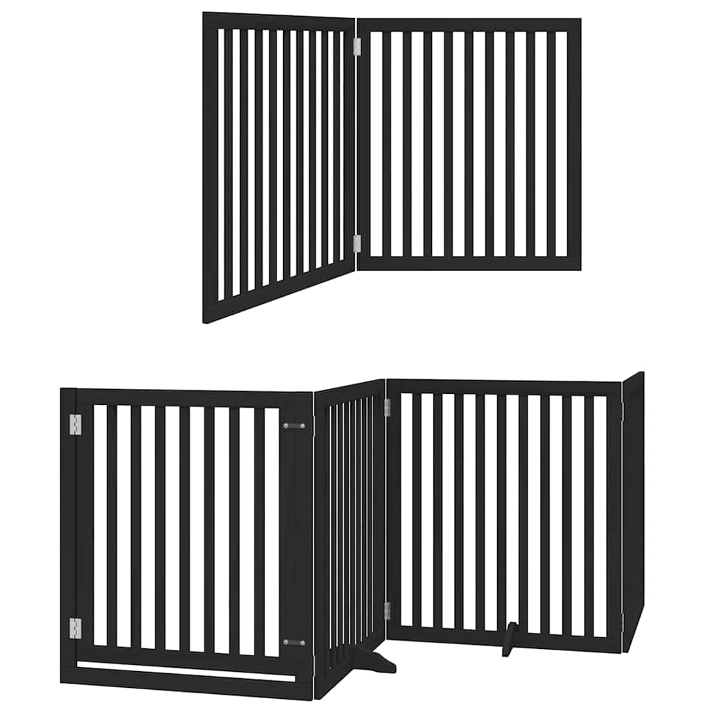 Hondenhek inklapbaar 10 panelen 800 cm populierenhout zwart