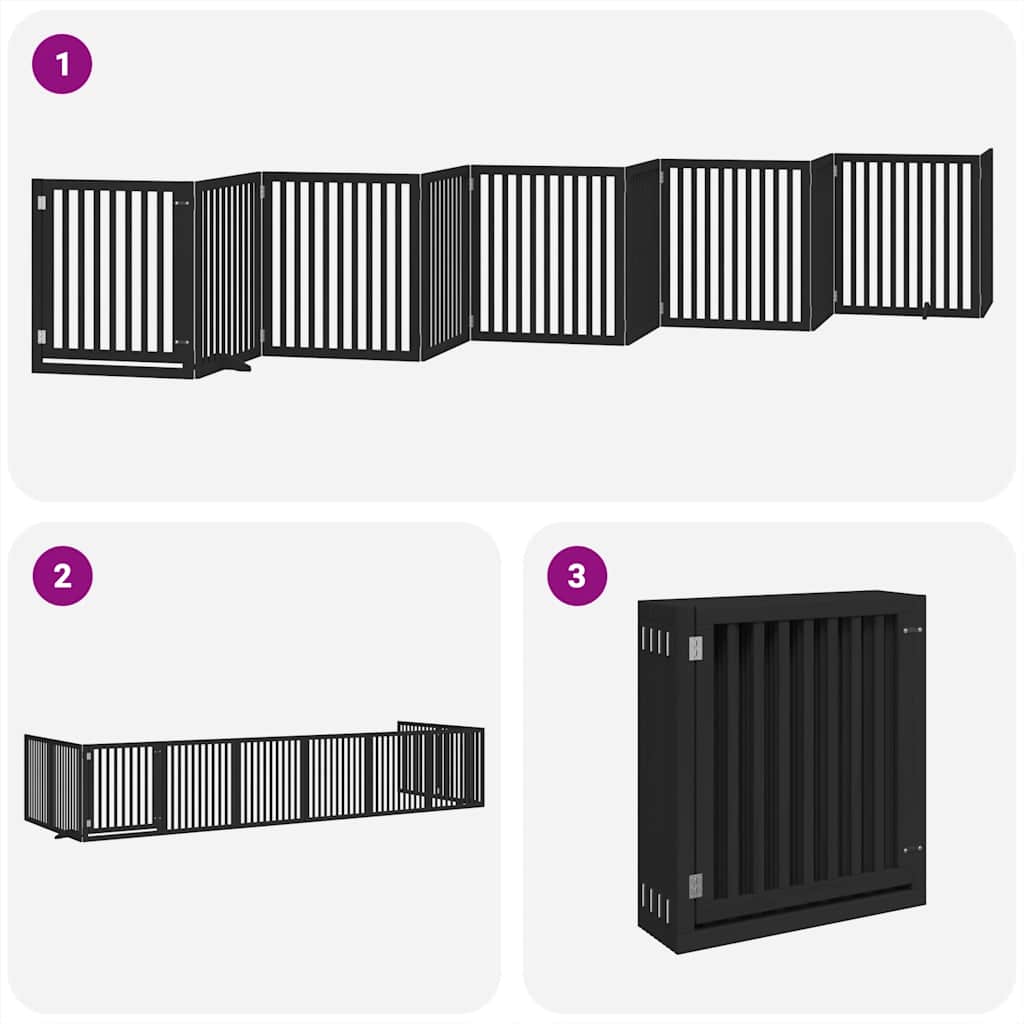 Hondenhek inklapbaar 10 panelen 800 cm populierenhout zwart