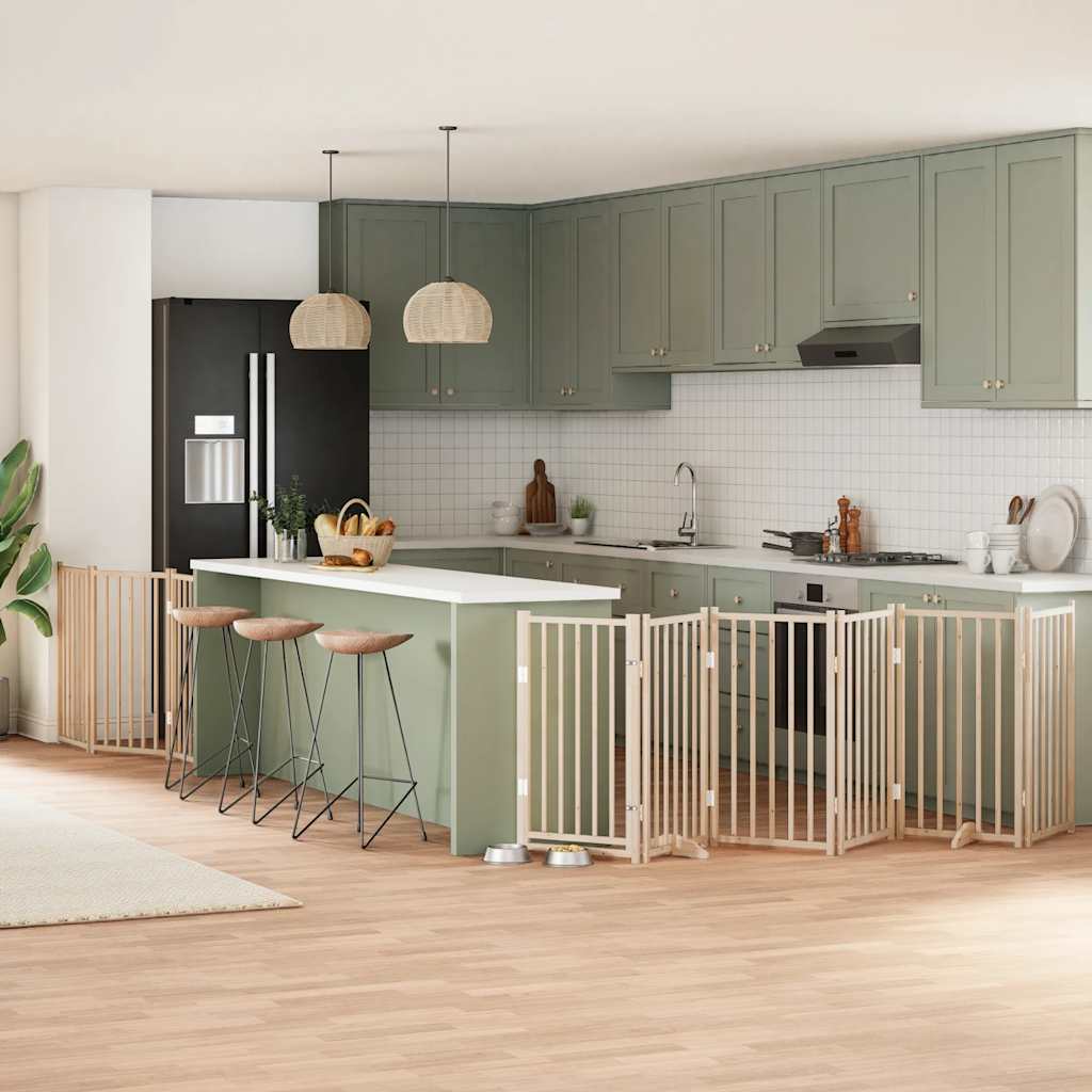 Hondenhek inklapbaar met deur 9 panelen 450 cm populierenhout