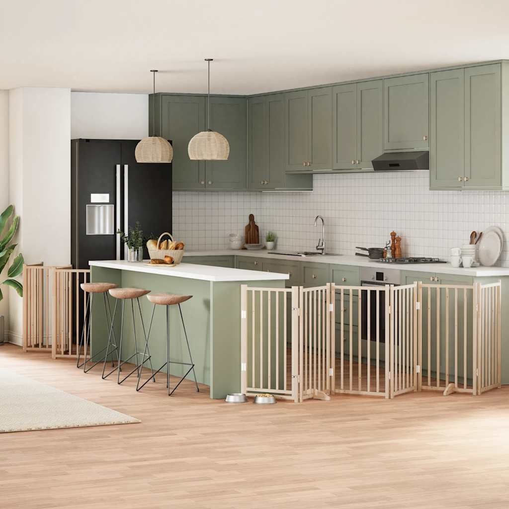 Hondenhek inklapbaar met deur 15 panelen 750 cm populierenhout