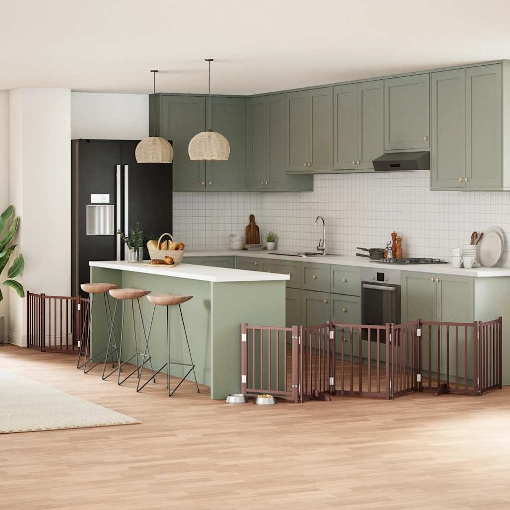 Hondenhek inklapbaar 9 panelen 450 cm populierenhout bruin