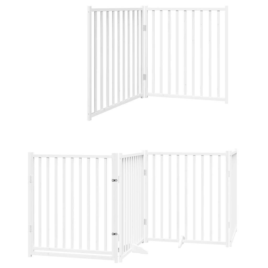 Hondenhek inklapbaar met deur 10 panelen 800cm populierhout wit