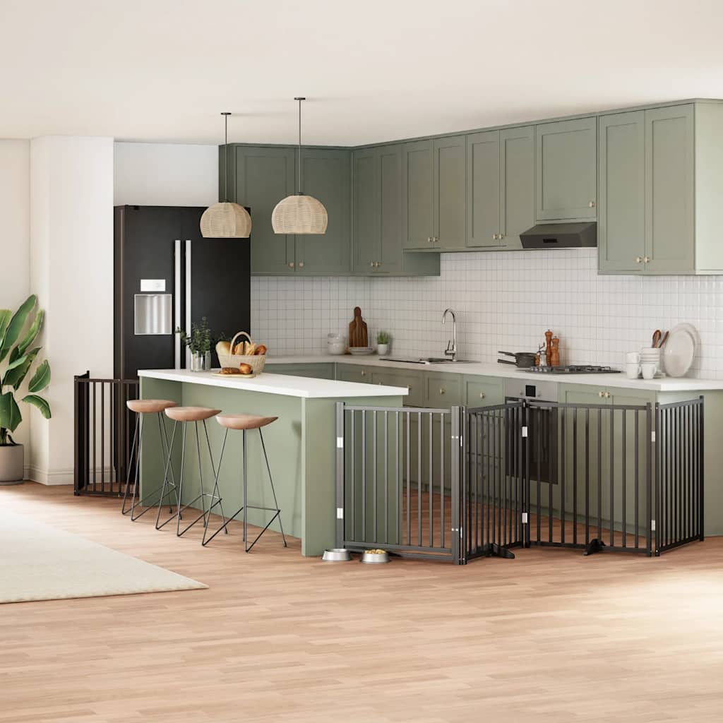 Hondenhek inklapbaar 6 panelen 480 cm populierenhout zwart