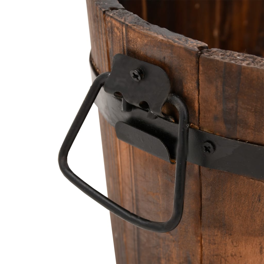 Plantenbakset Houten Emmer 3-Delig Massief Vurenhout Ø 21 x 17 cm