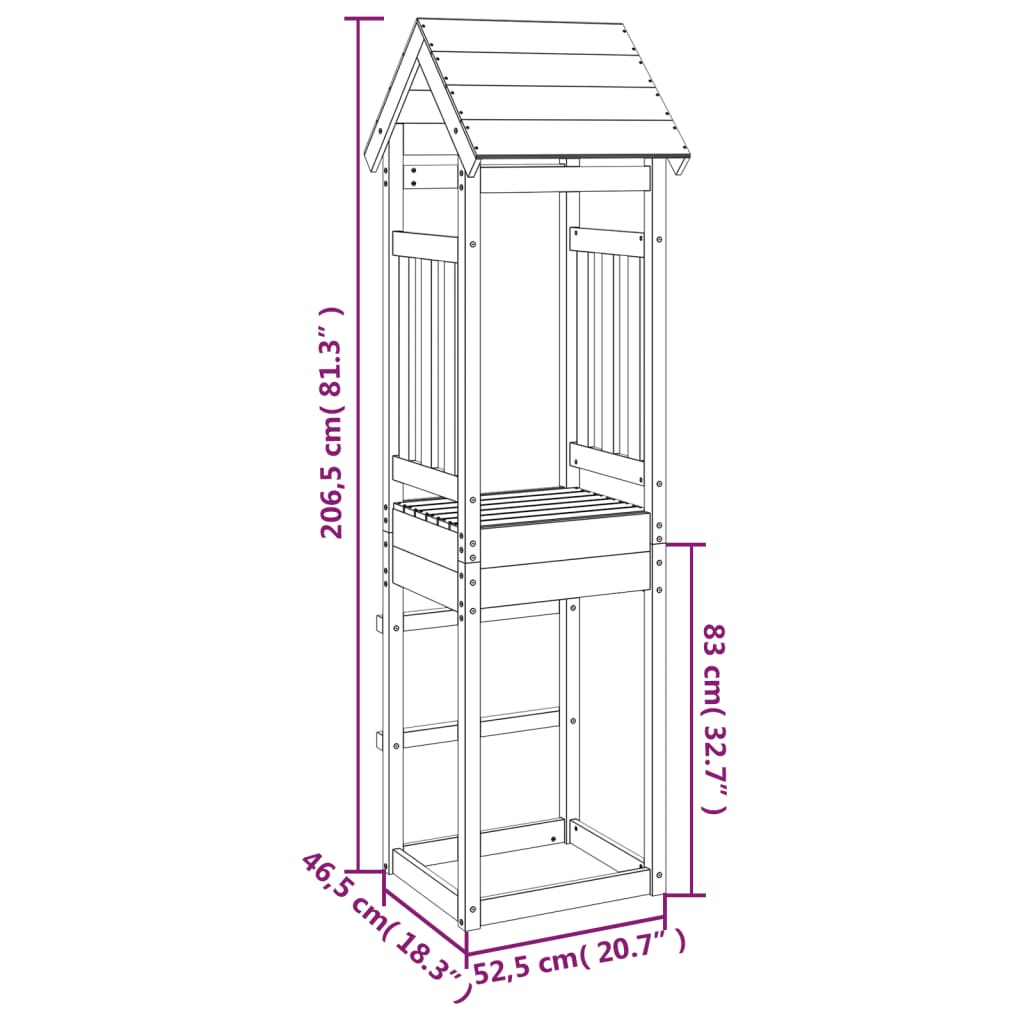 Speeltoren 52,5x46,5x206,5 cm massief douglashout