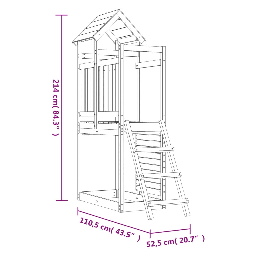 Speelhuis 52,5x110,5x214 cm massief douglashout