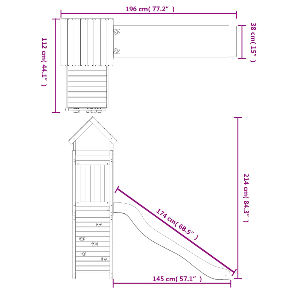 Speelhuis massief grenenhout