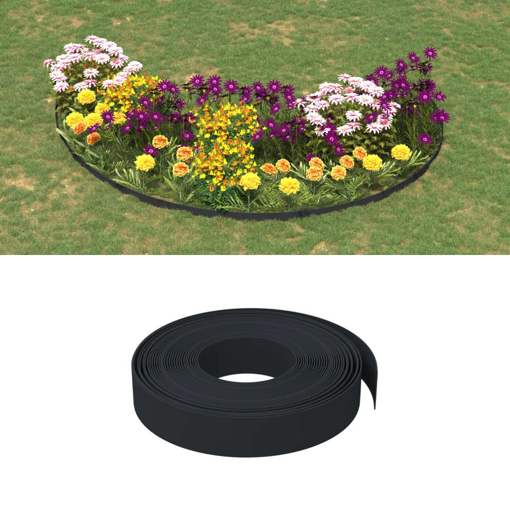 Tuinranden 2 St 0 M 0 Cm Polyetheen 20 x 0.1 m Zwart