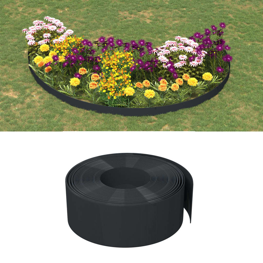 Tuinranden 3 St 0 M 20 Cm Polyetheen 30 x 0.2 m Zwart