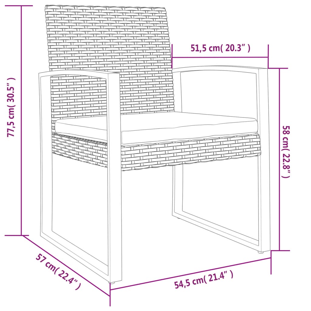 Tuinstoelen 2 st polypropeen rattan donkergrijs