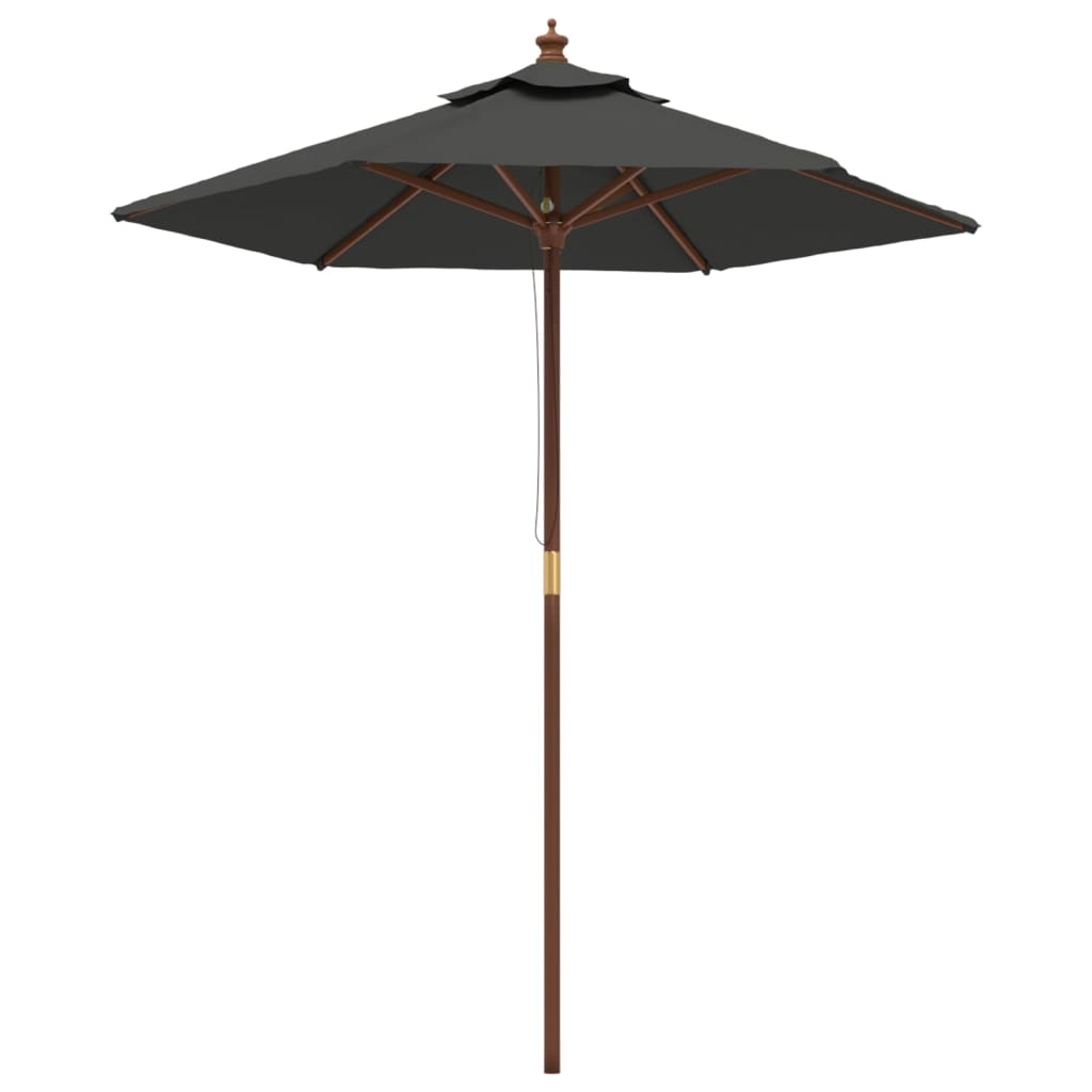 Parasol Met Houten Paal 196X231 Cm Antracietkleurig