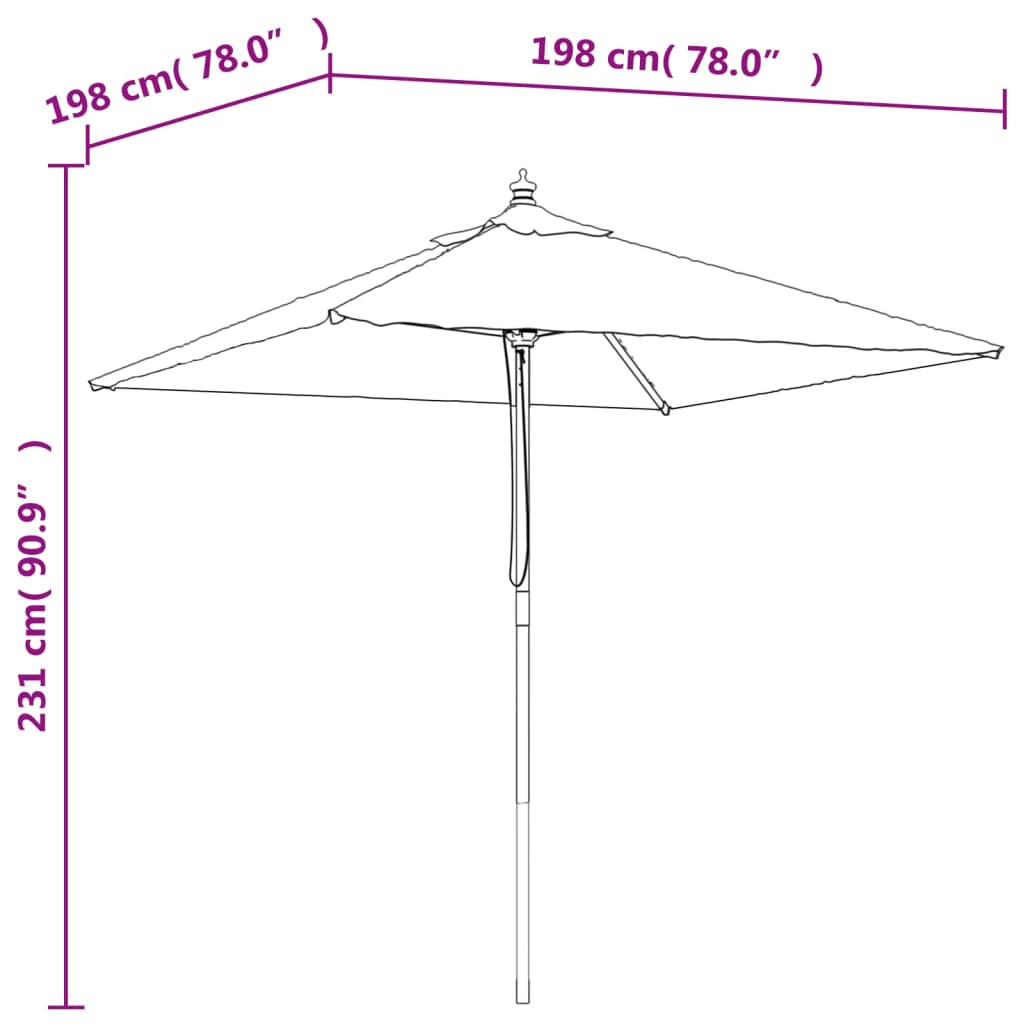 Parasol Met Houten Paal 198X198X231 Cm Zwart