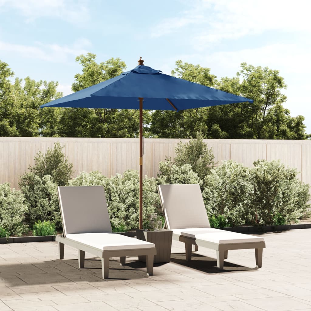 Parasol Met Houten Paal 198X198X231 Cm Azuur Blauw