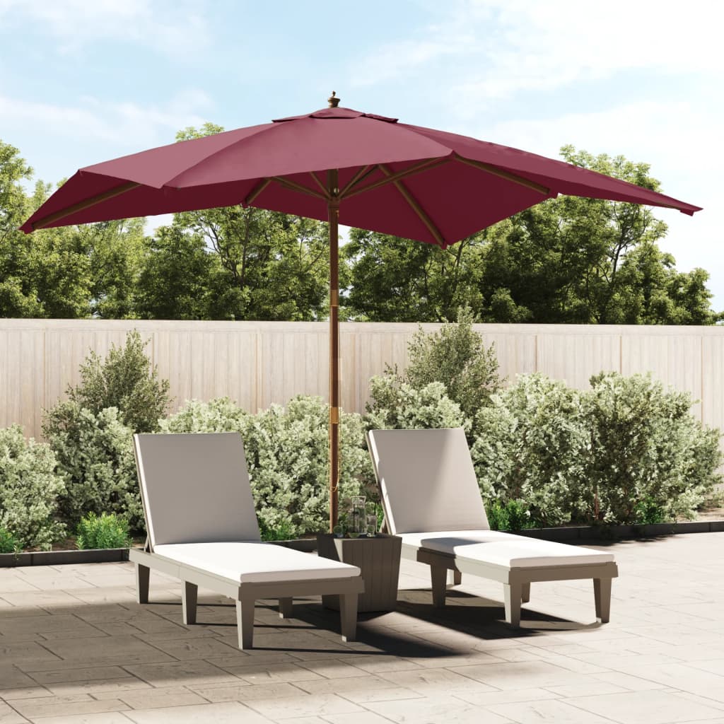 Parasol Met Houten Paal 300X300X273 Cm Bordeauxrood