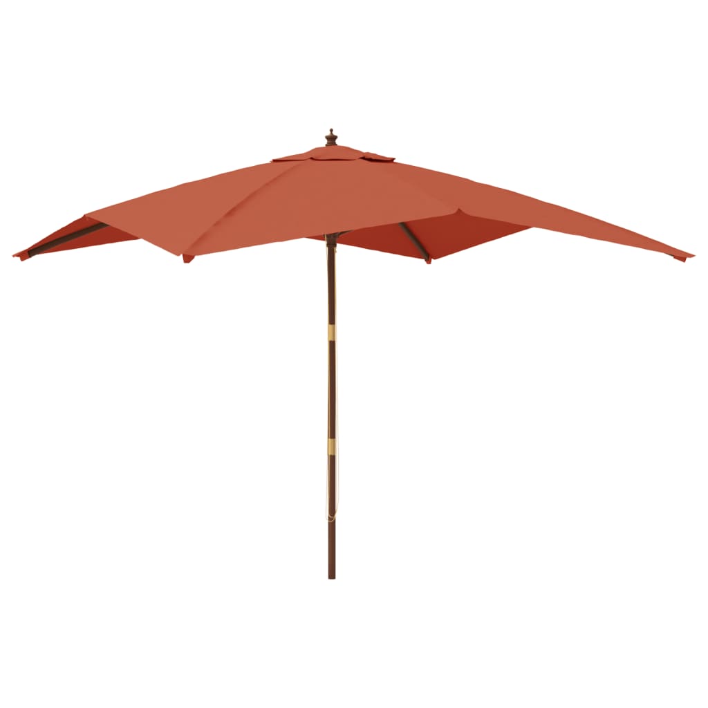 Parasol Met Houten Paal 300X300X273 Cm Terracottakleurig