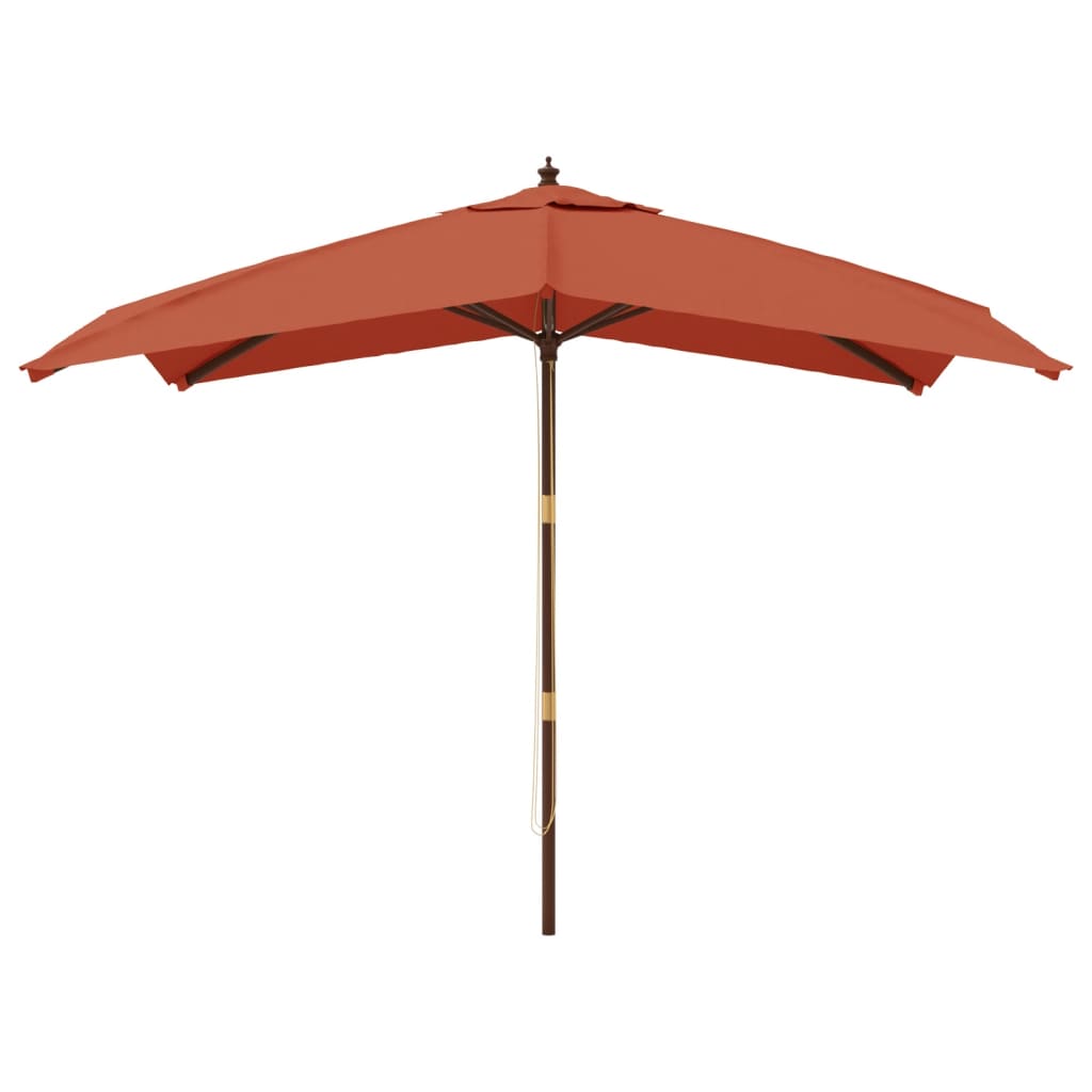 Parasol Met Houten Paal 300X300X273 Cm Terracottakleurig