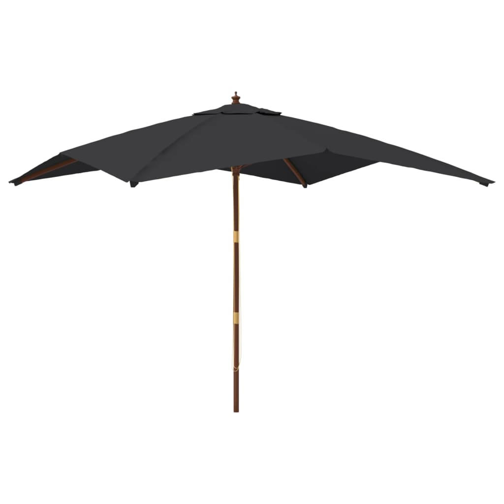 Parasol Met Houten Paal 300X300X273 Cm Zwart