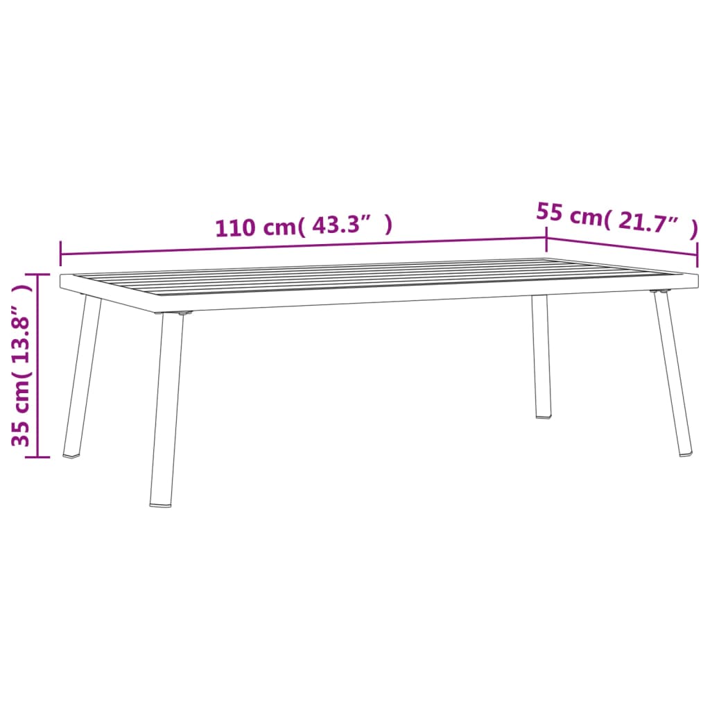 Tuintafel 110x55x35 cm staal antracietkleurig