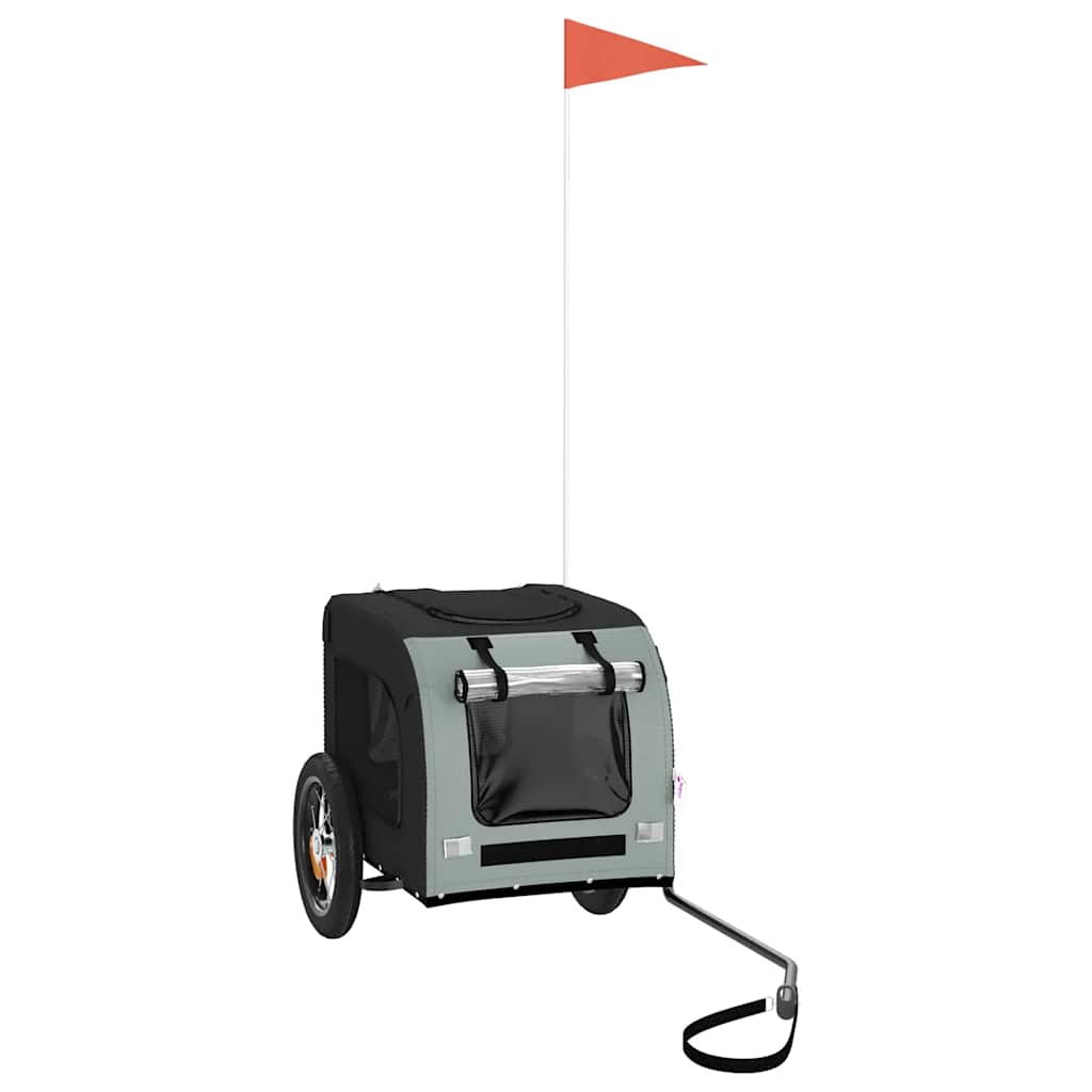 Hondenfietstrailer oxford stof en ijzer grijs en zwart