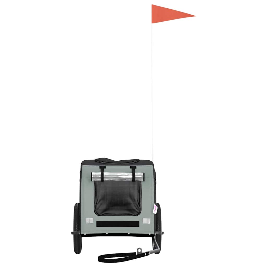 Hondenfietstrailer oxford stof en ijzer grijs en zwart