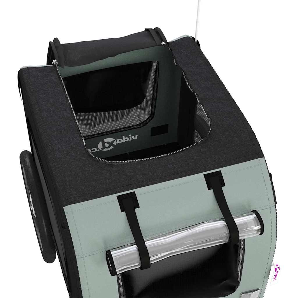 Hondenfietstrailer oxford stof en ijzer grijs en zwart