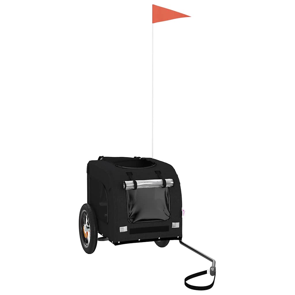 Hondenfietstrailer oxford stof en ijzer zwart