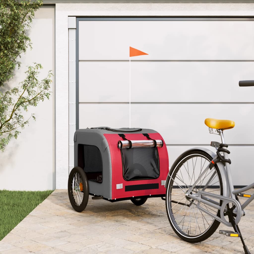 Hondenfietskar Oxfordstof En Ijzer Rood En Grijs Rood