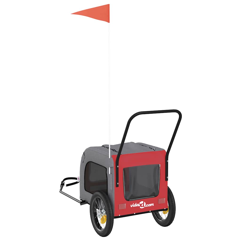 Fietskar voor huisdieren Rood en grijs 124.5 x 63.5 x 53 cm