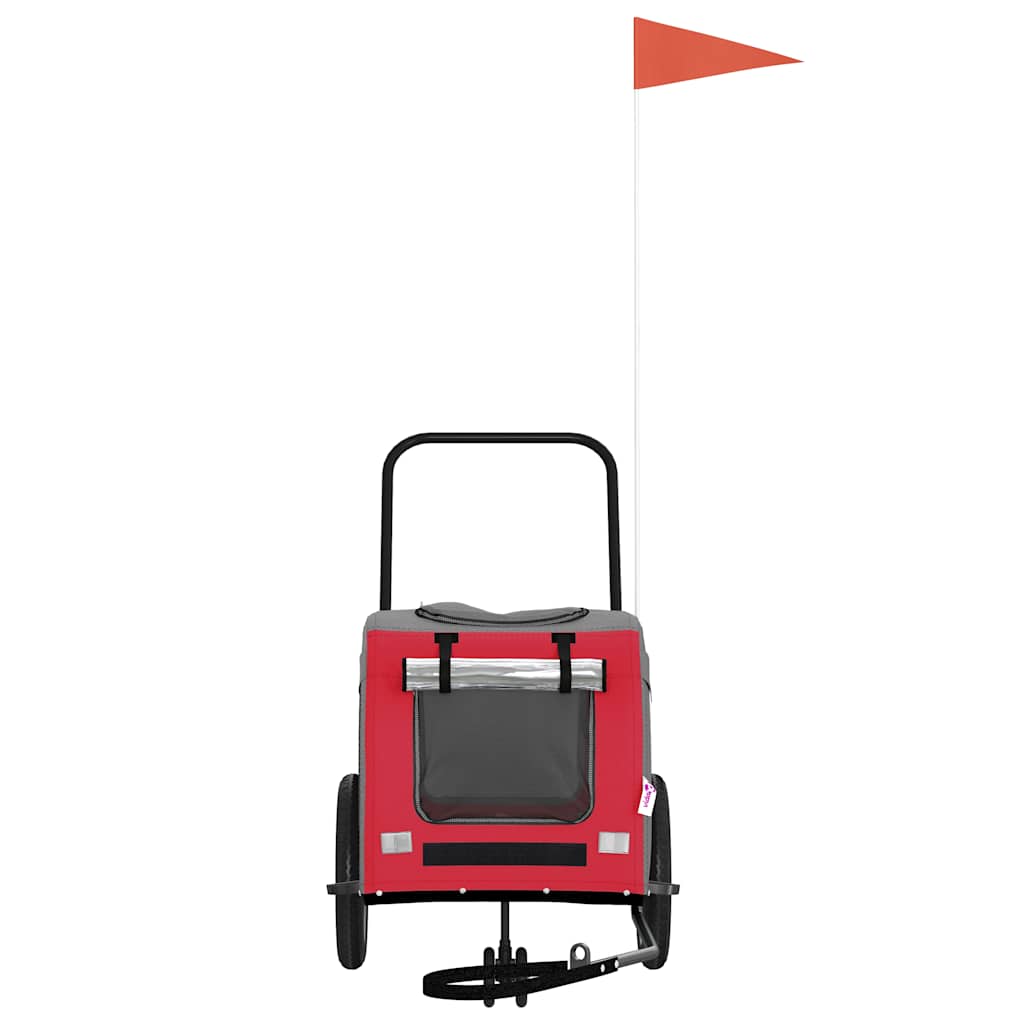 Fietskar voor huisdieren Rood en grijs 124.5 x 63.5 x 53 cm