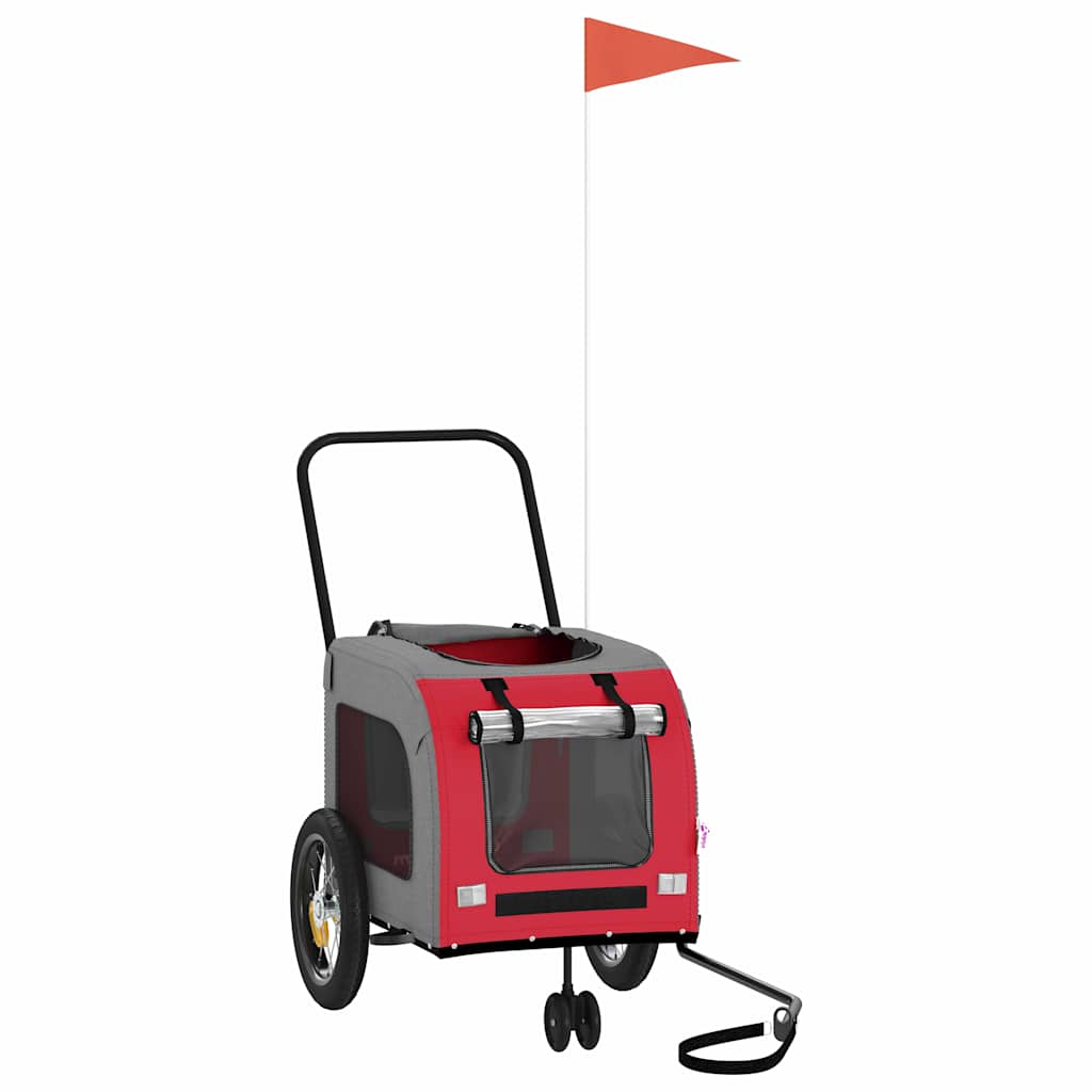 Fietskar voor huisdieren Rood en grijs 124.5 x 63.5 x 53 cm