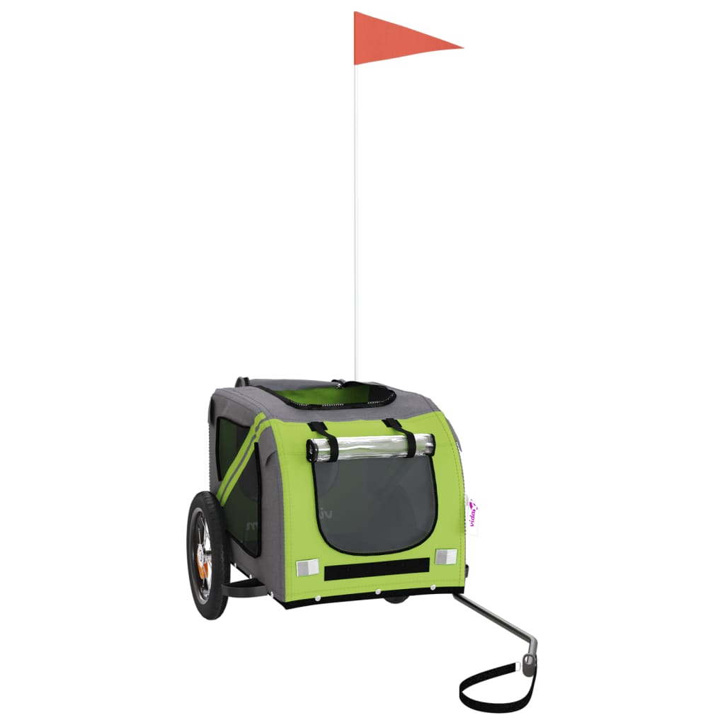 Hondenfietstrailer oxford stof en ijzer groen en grijs