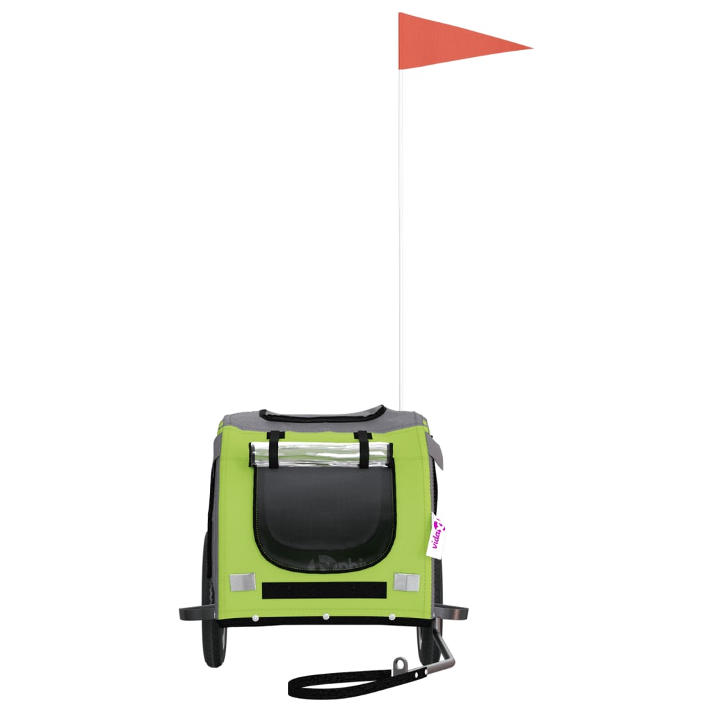 Hondenfietstrailer oxford stof en ijzer groen en grijs