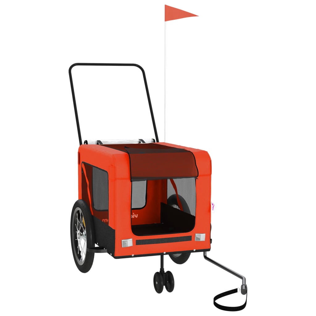 Hondenfietstrailer oxford stof en ijzer oranje en zwart