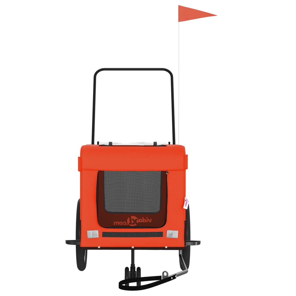 Hondenfietstrailer oxford stof en ijzer oranje en zwart