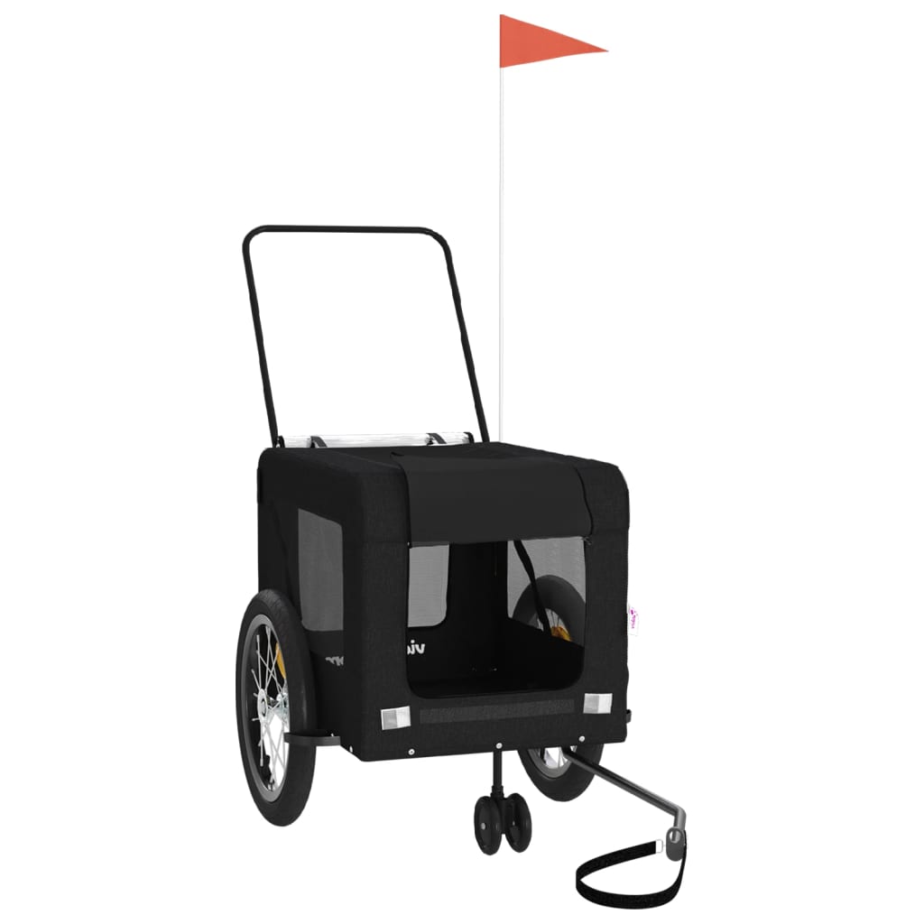 Hondenfietstrailer oxford stof en ijzer zwart